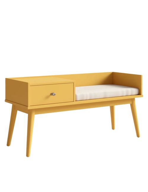 Hartnett Linen Upholstered Storage Bench (Yellow)