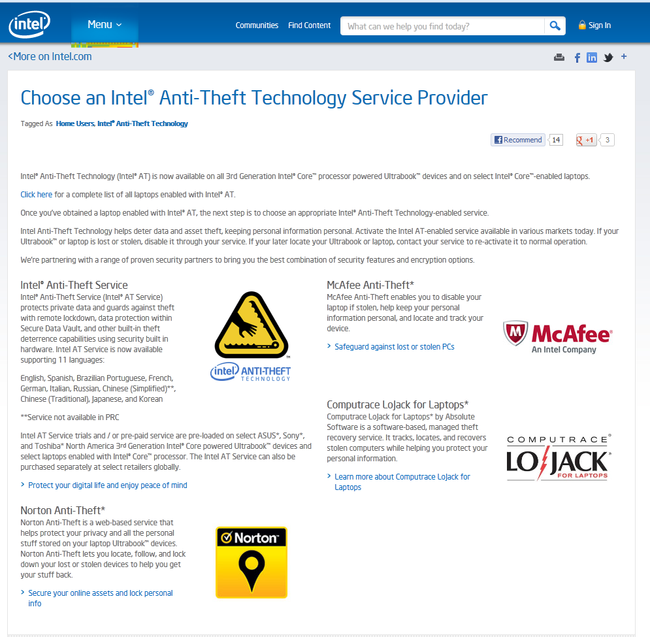 Intel anti theft technology как разблокировать