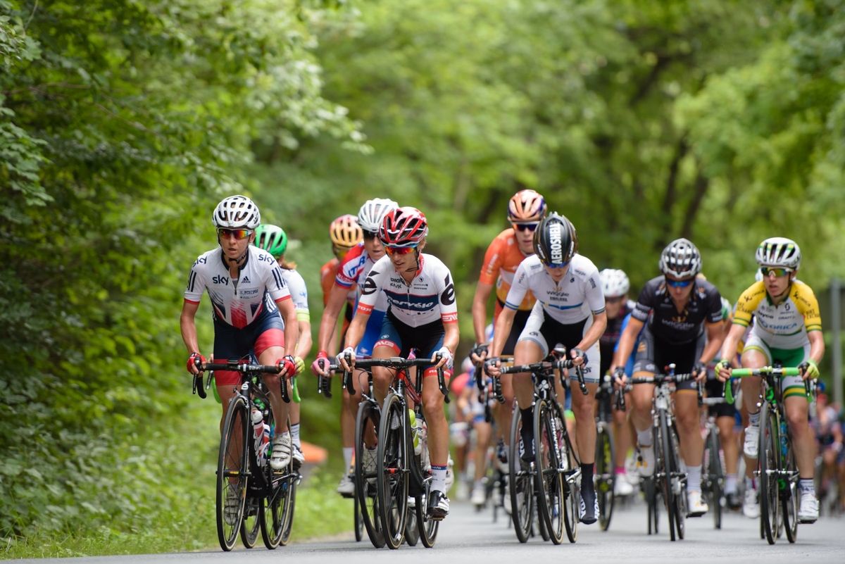 Emma Pooley and Ashleigh Moolman Pasio lead on the 12% climb at Thuringen Rundfarht 2016 - Stage 2
