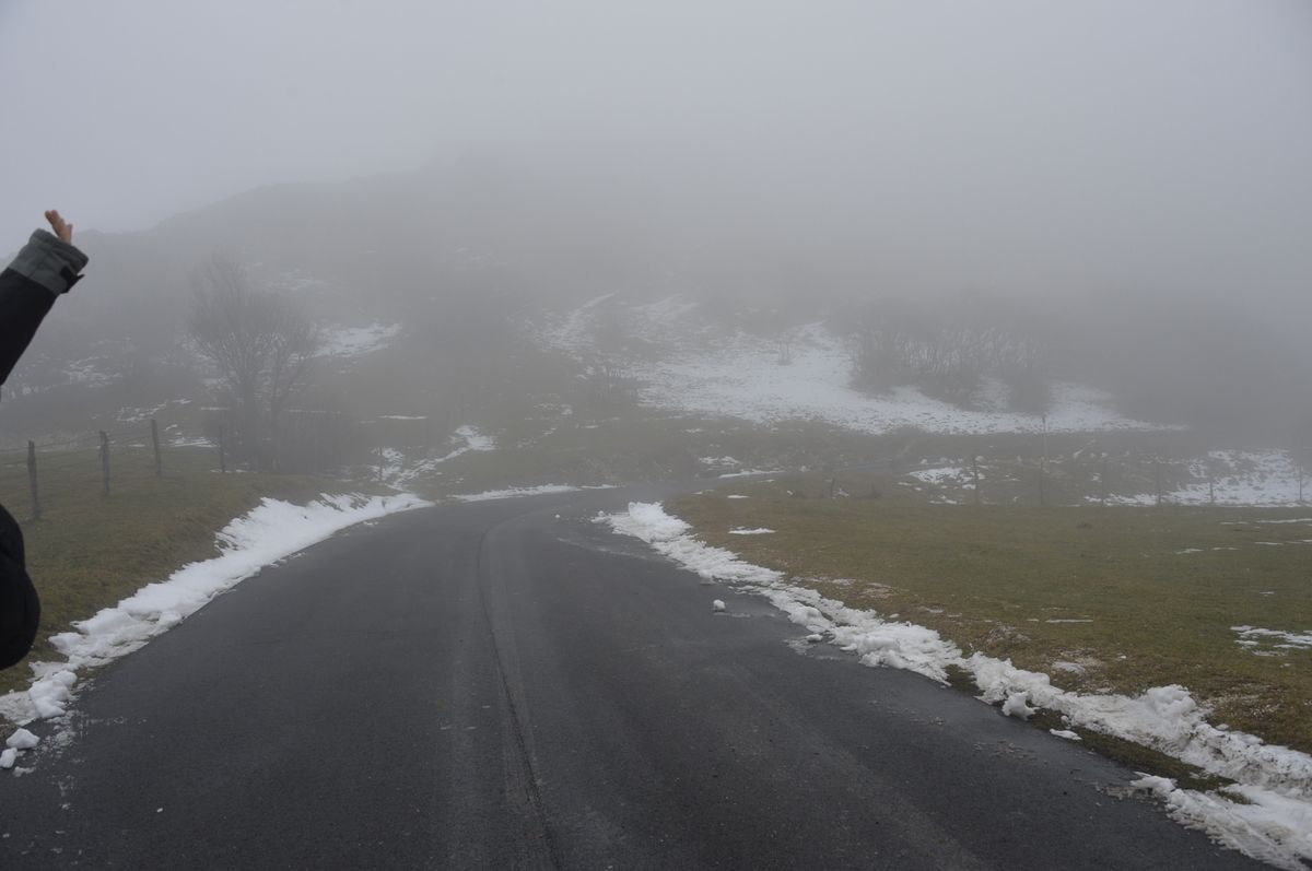 Snow on the side of the road