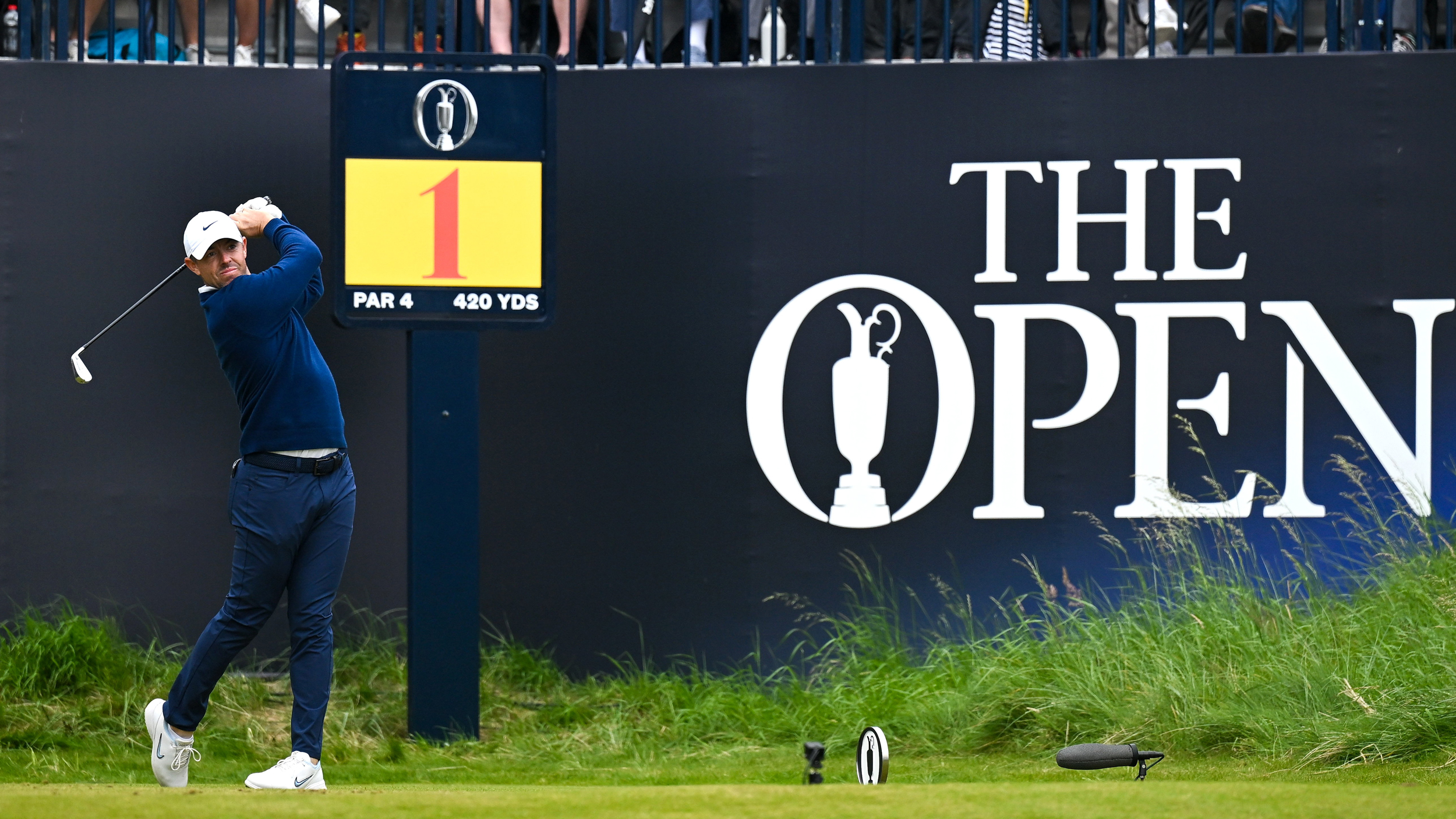 Rory McIlroy hits his 1st tee shot at The Open