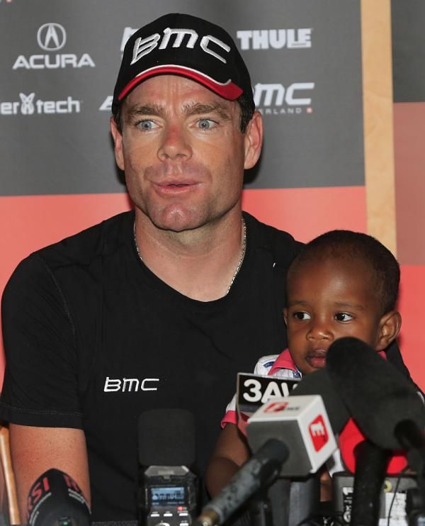 Cadel Evans and his son