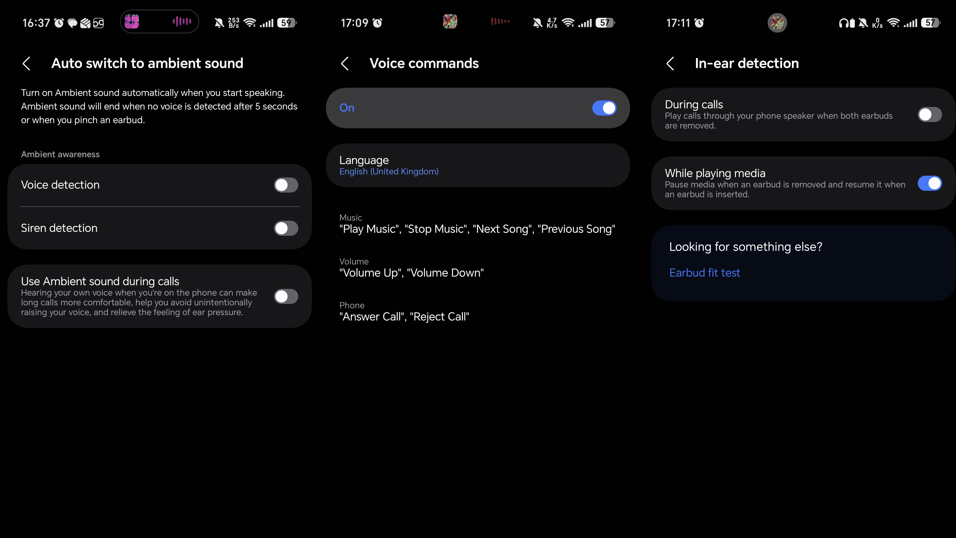 Samsung Galaxy Buds 4 Pro controls in Galaxy Wearable app on Android