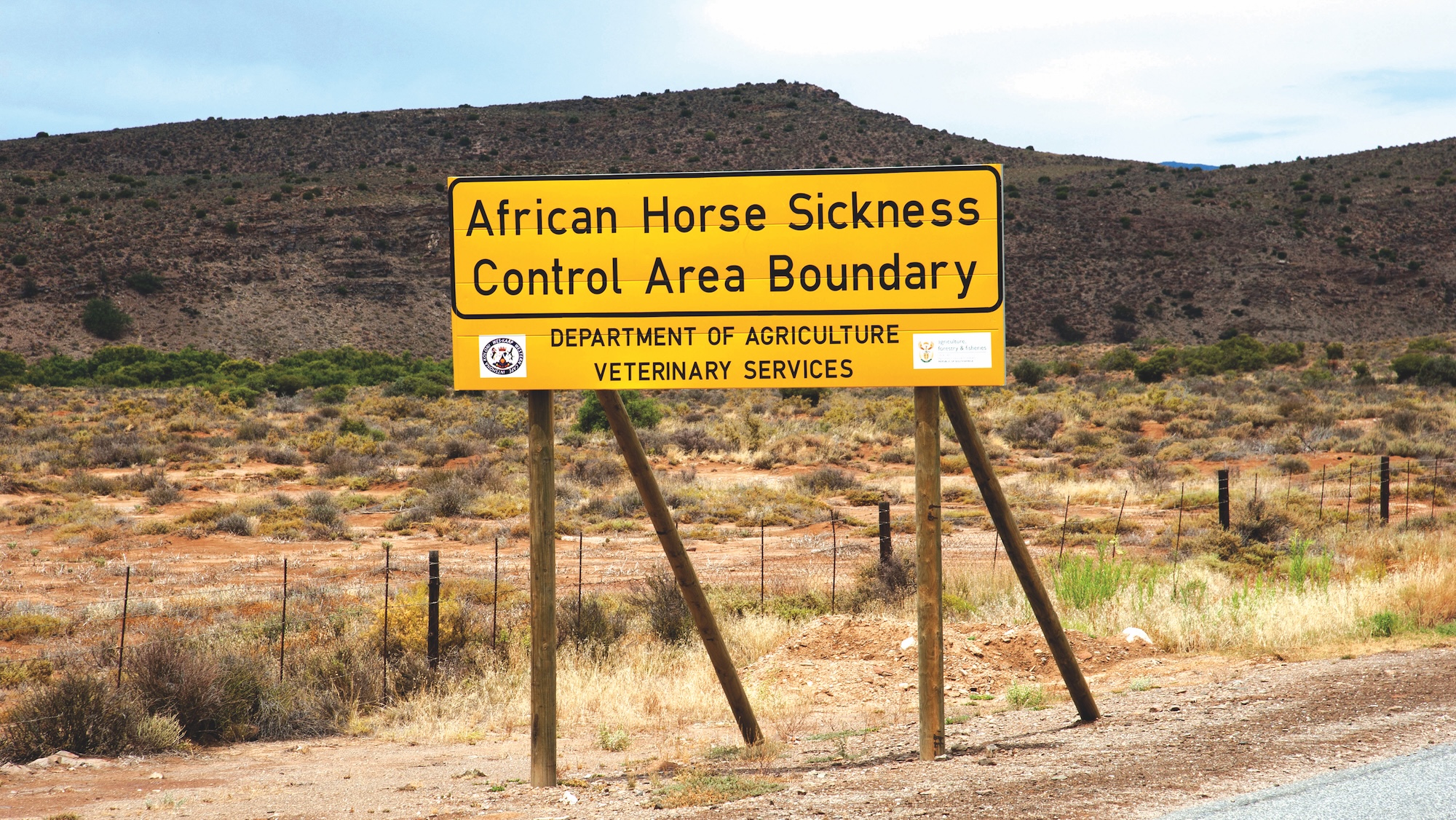 An African horse sickness control zone sign, in Africa