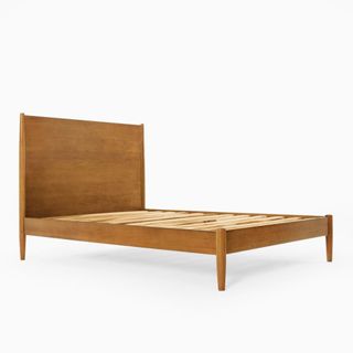 West Elm Mid-Century Bed Frame against a white background.