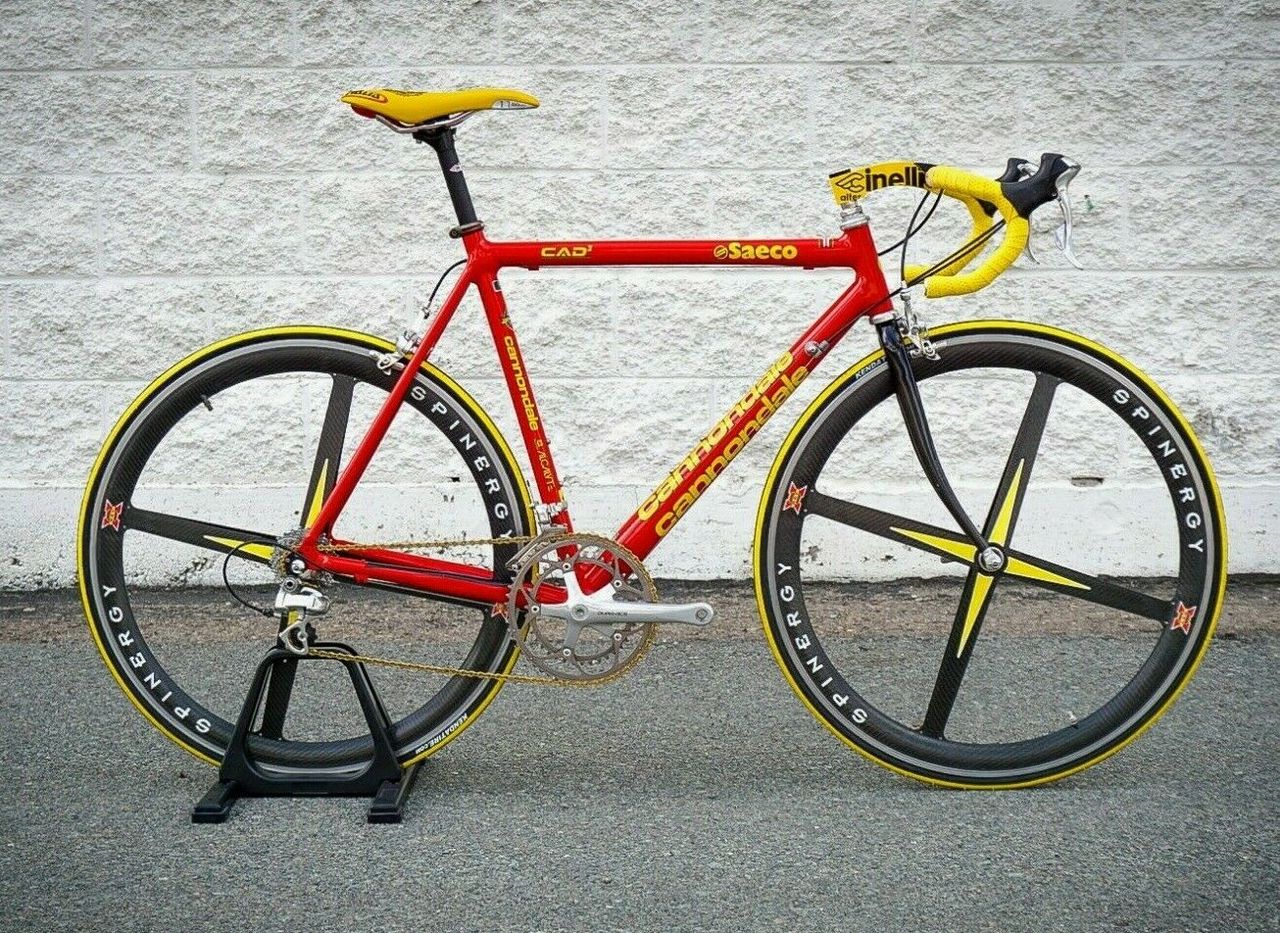 A 1997 Cannondale CAAD3 Saeco team-edition bike on eBay, similar to that ridden by Italian sprinter Mario Cipollini