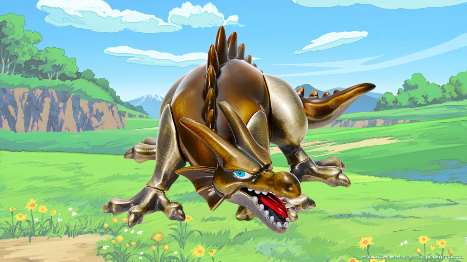 Dragon Quest Metallic Monsters Gallery Dragon figure on an in-game backdrop