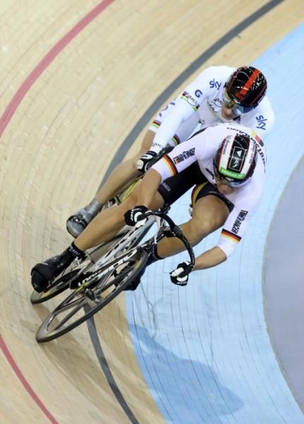 Max Levy sees off Jason Kenny in the quarter finals of the sprint