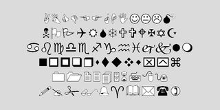 Wingdings typeface made up of symbols