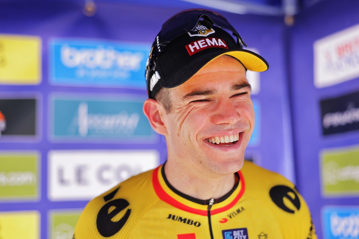 Picture by Alex Whitehead/SWpix.com - 10/09/2023 - Cycling - 2023 Tour of Britain - Stage 8: Margam Country Park to Caerphilly (166.8km) - Wout van Aert of Team Jumbo Visma (Wearing the Leaders Jersey) takes the overall victory in the General Classification