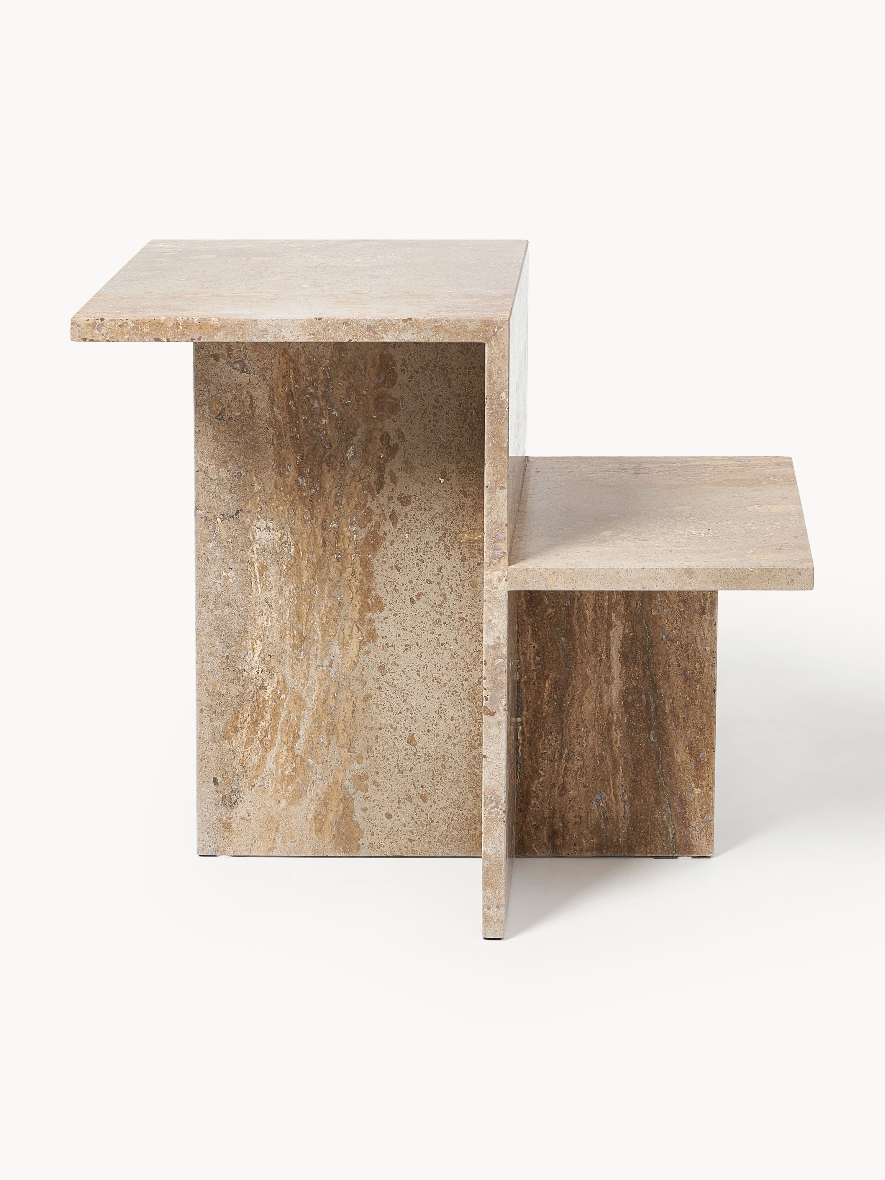 Travertine Side Table Distinct With Two Table Tops