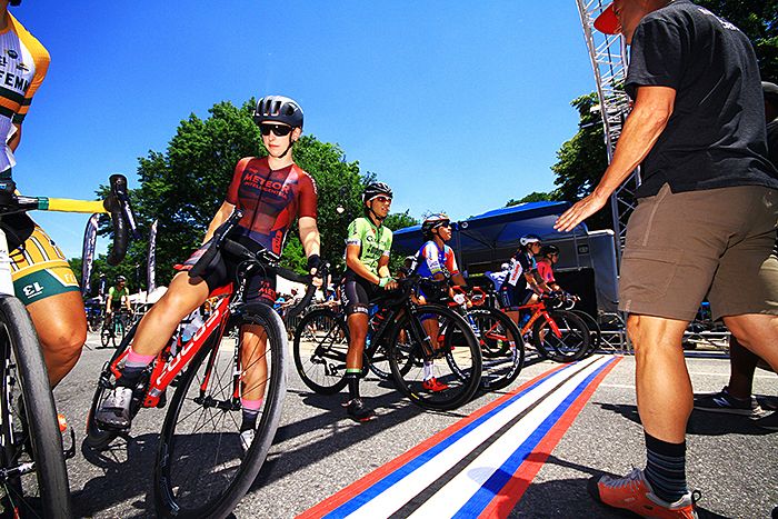 Ladies line up to get ready for the start