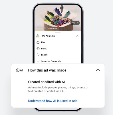 new AI transparency label in Google's My Ad Center
