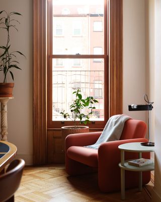 interior detail showing armchair at Bed-Stuy Townhouse