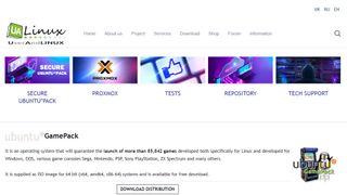 Ubuntu GamePack website screenshot