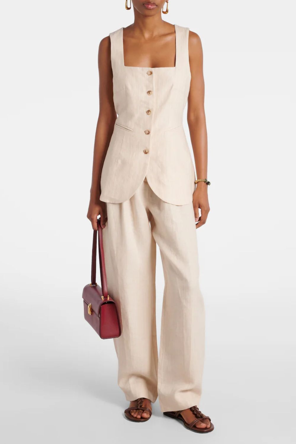 Lucille Pinstripe Linen Vest