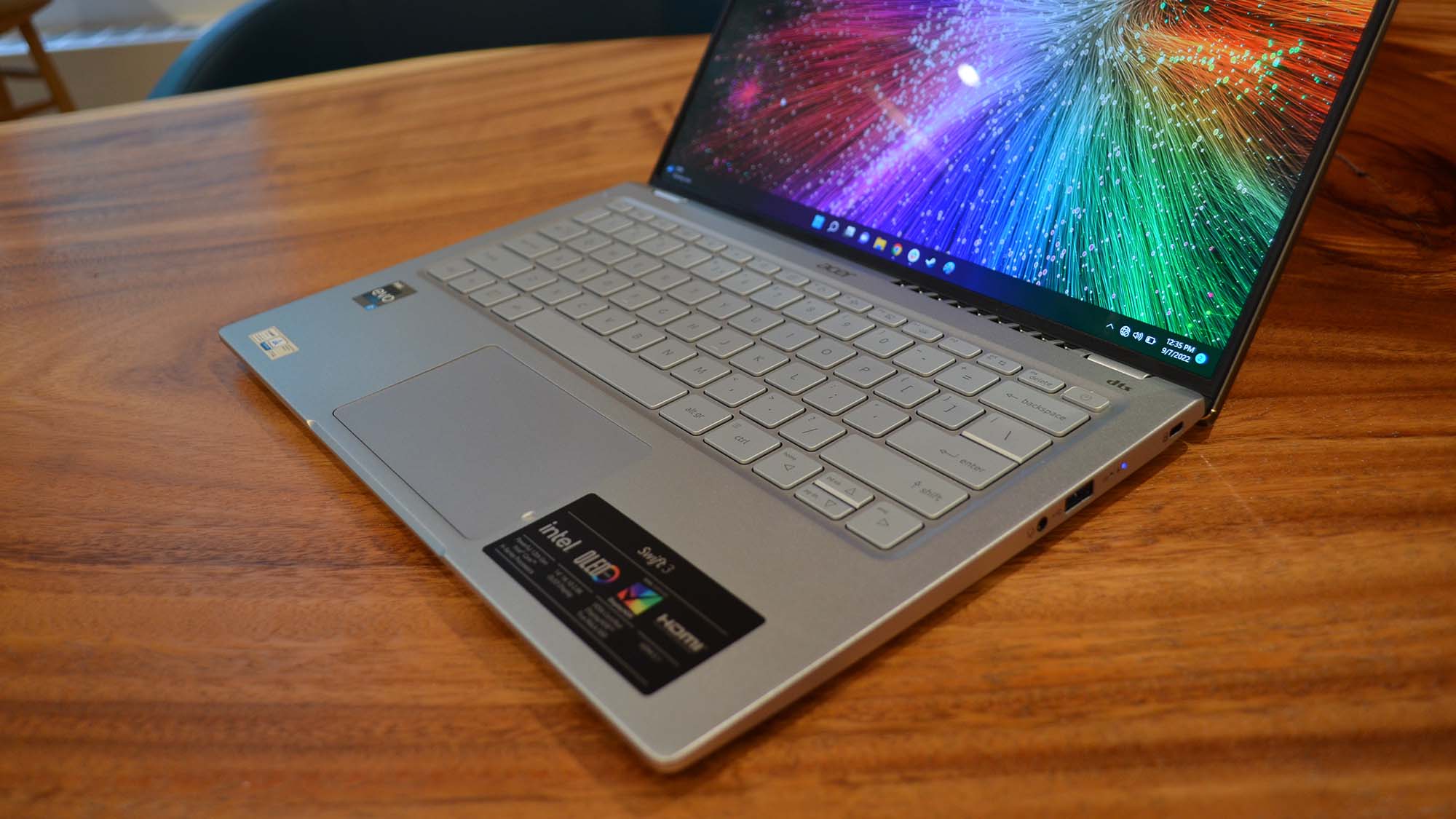 An Acer Swift 3 (2022) on a wooden table