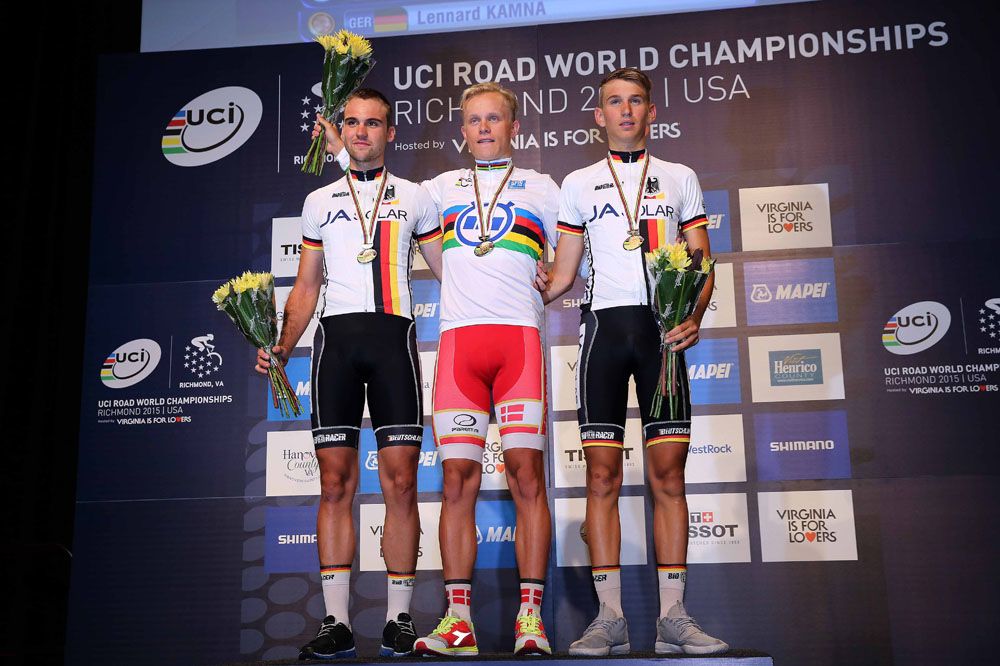 U23 men's individual time trial World Championship podium