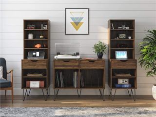 Record player stands in a media unit