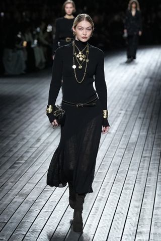 Gigi Hadid walking in Chanel's F/W 2024 show