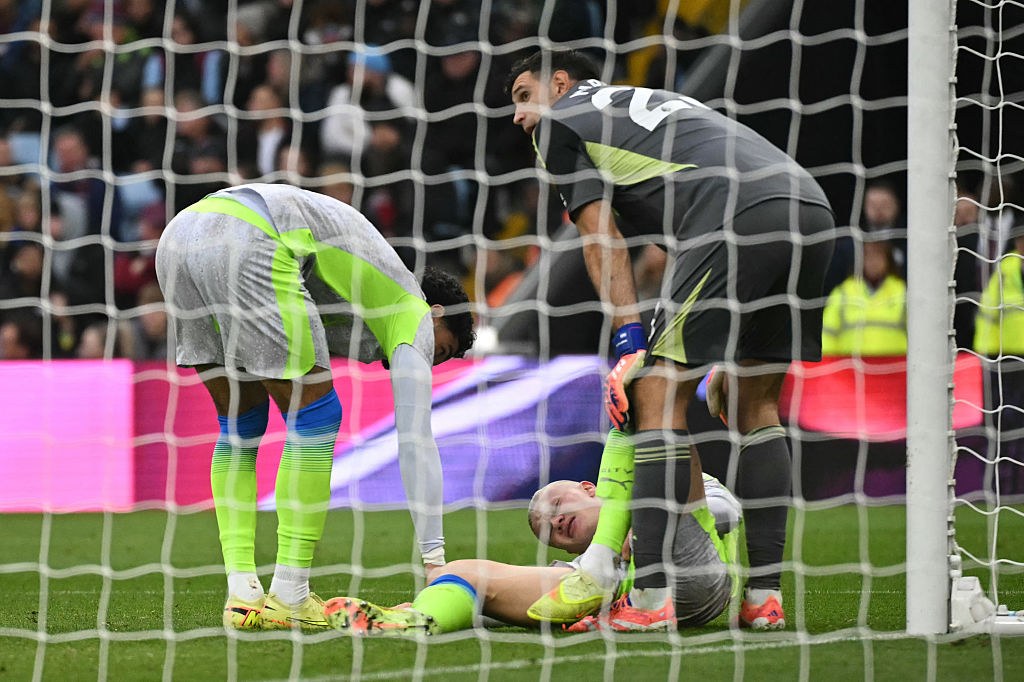 Erling Haaland was in some discomfort after his collision with the upright