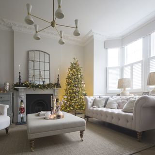 Christmas tree in neutral living room