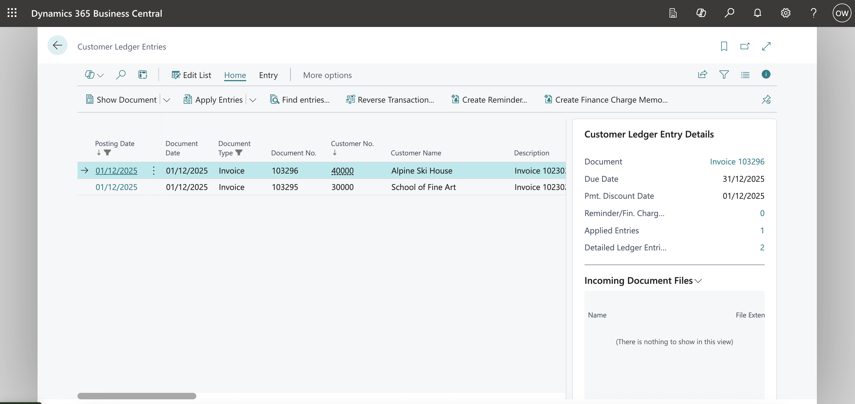 screenshot of microsoft dynamics 365