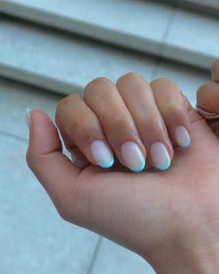 pastel blue French tips