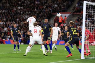 Raheem Sterling scores for England