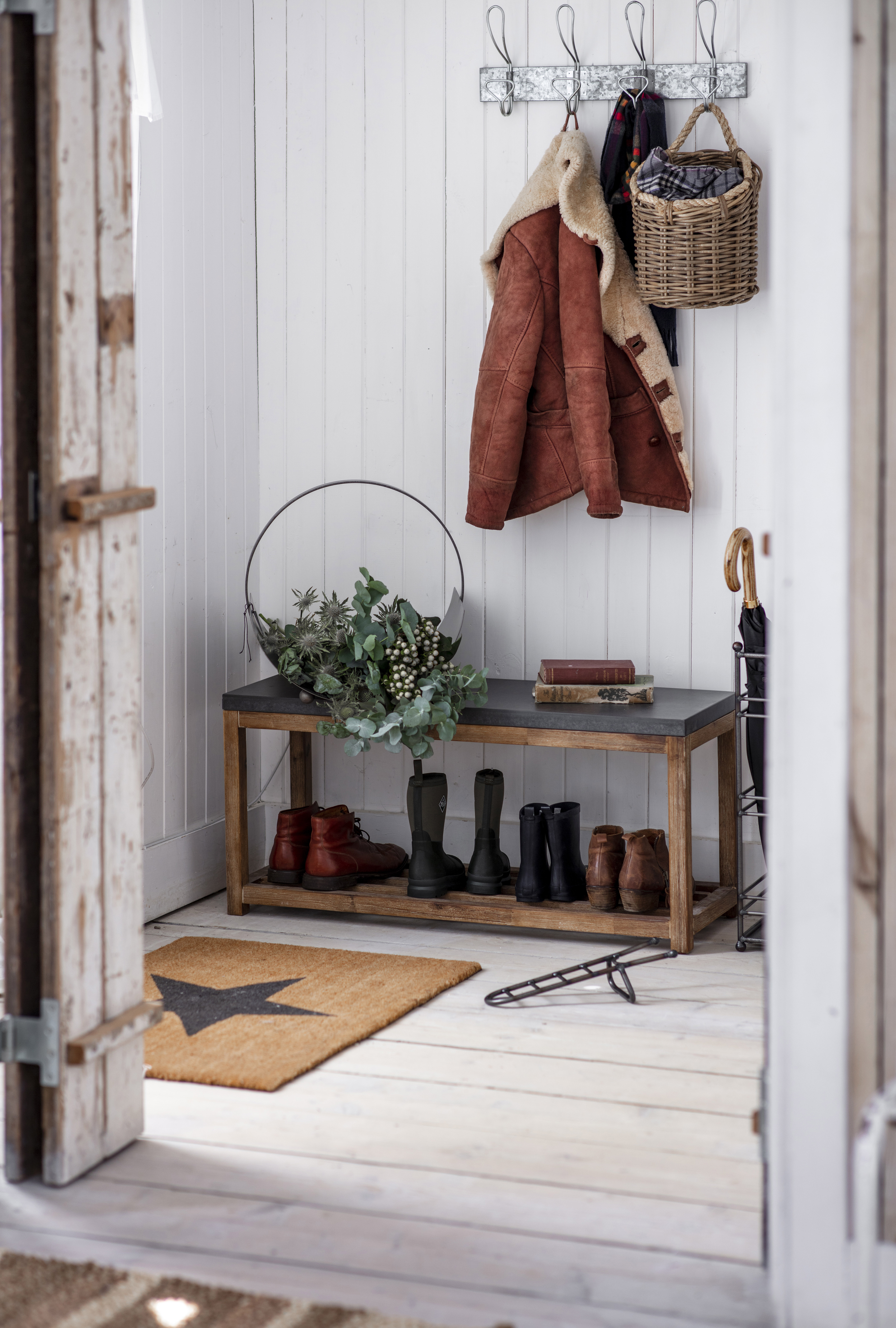 small hallway ideas with a storage bench for shoes