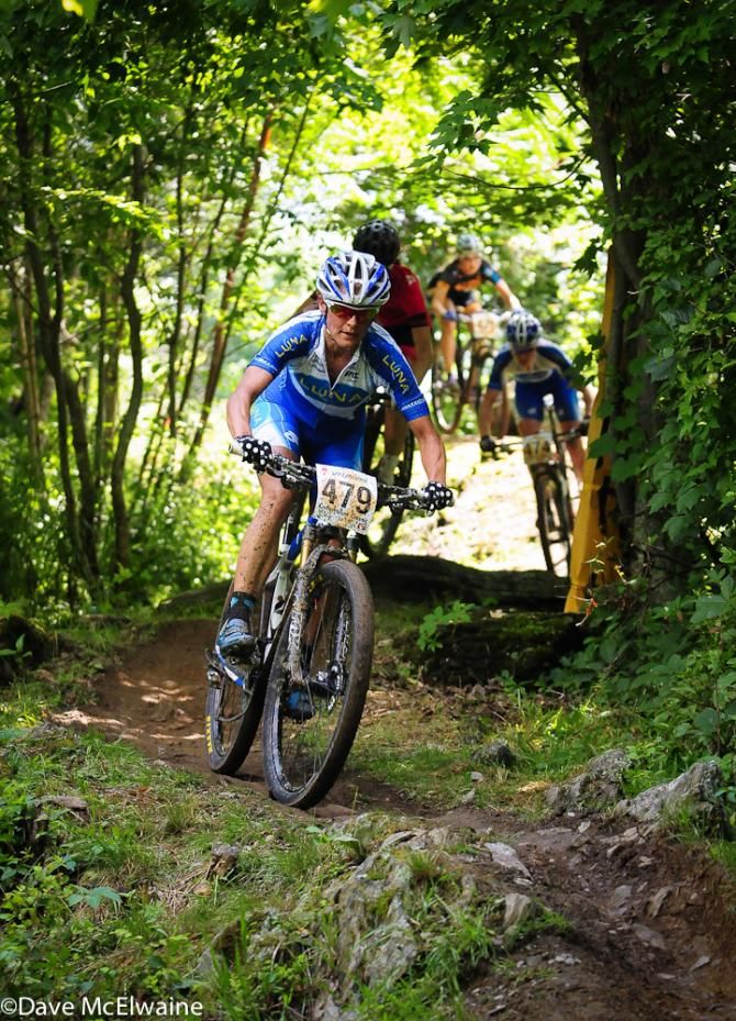 Katerina Nash (Luna Pro Team) leading with a bit more than one lap to go