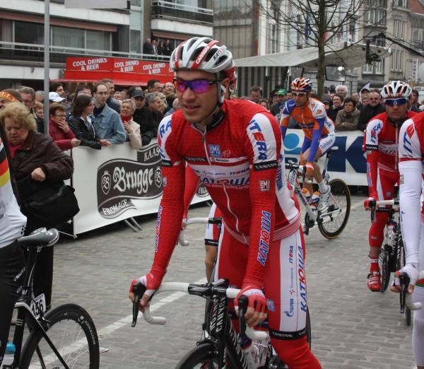 Denis Galimzyanov (Katusha) at the start in Deinze.