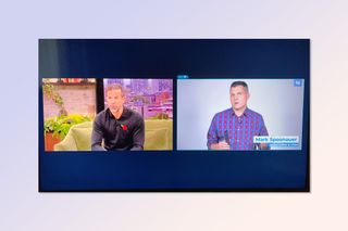 A screenshot of a Samsung TV running Multi View, with the Tom's Guide YouTube video running alongside a BBC program