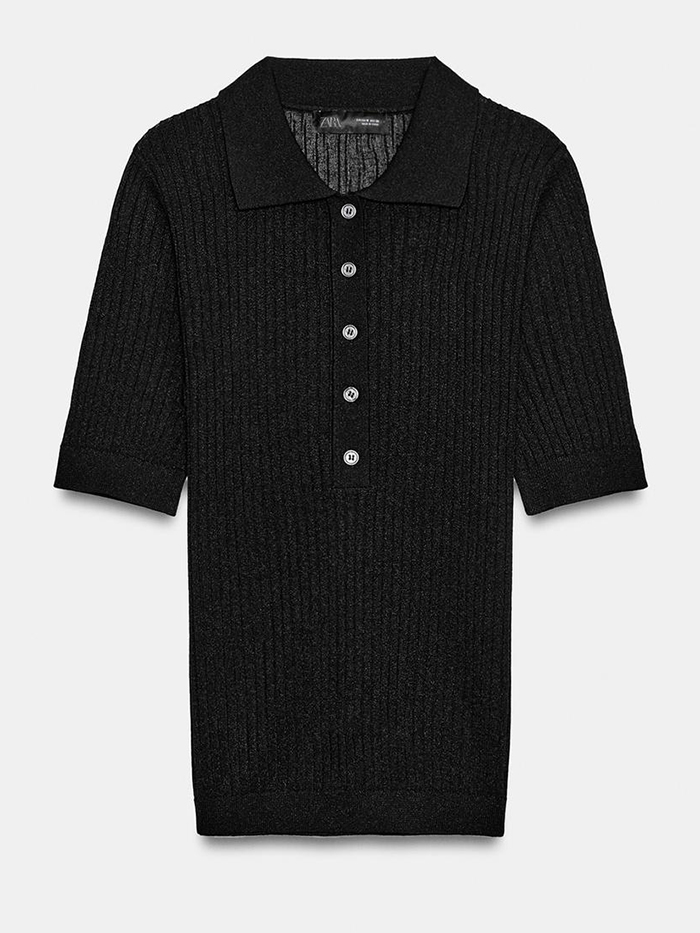 ZARA, Semi-Clear Knit Polo Shirt