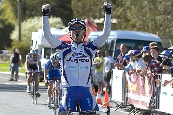 Sean Finning (Jayco/VIS) was delighted to win stage thirteen into Wentworth after dropping Baines, Spokes and Dickeson in the home straight.