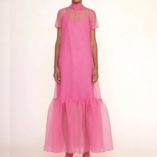 Pink maxi taffeta dress