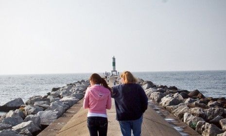 The Lake Michigan view is a good one, so pay attention to it, instead of your phone, when taking a long walk down a short pier.