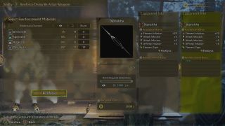 Monster Hunter Wilds Artian weapon crafting - Upgrading a glaive