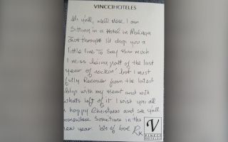 Parfitt's note to fans