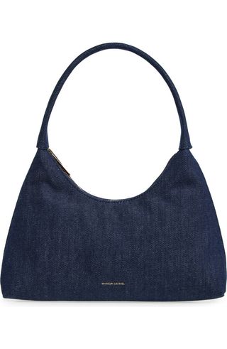 Mansur Gavriel Mini Candy Denim Hobo Bag on white background