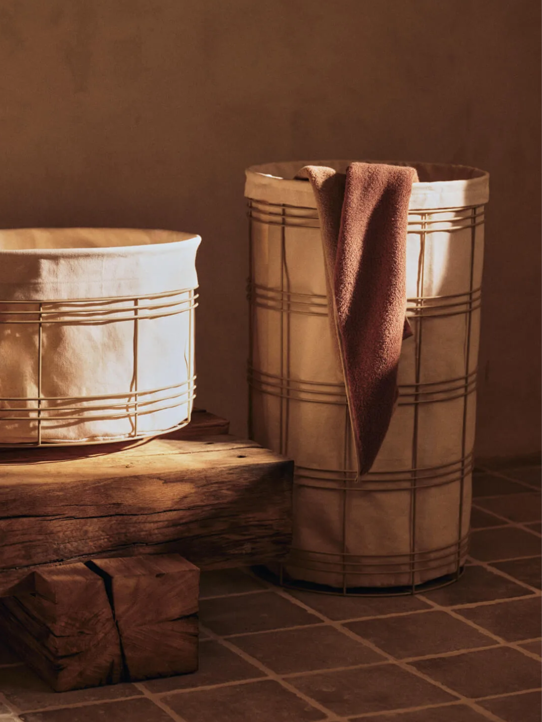 A cloth laundry basket with a wire frame from Ferm Living
