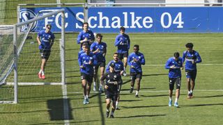 Players from Bundesliga side Schalke take part in a training session last Thursday