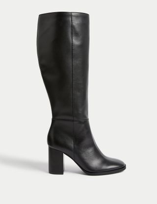 Marks 
Spencer, Leather Block Heel Knee High Boots