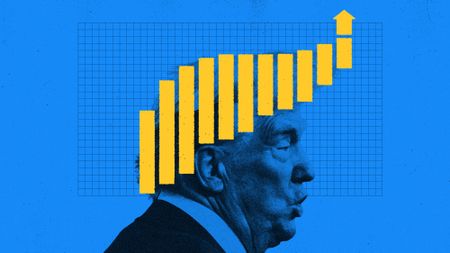 Illustration of Donald Trump's hair representing an inflation chart