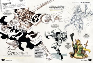 Fantasy figures and pop culture icons can be found on Genzoman's sketchbook