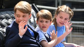 Prince George, Prince Louis and Princess Charlotte during Trooping the Colour