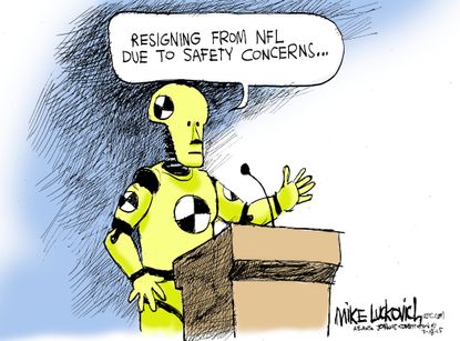 Editorial cartoon U.S. NFL retirement