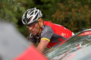 Lance Armstrong (Radioshack) probably felt like he'd been in a bar fight by day's end, but in fact it was from an early crash on stage five.