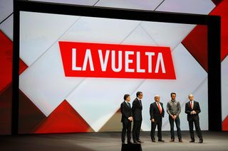 On stage at the Vuelta route presentation