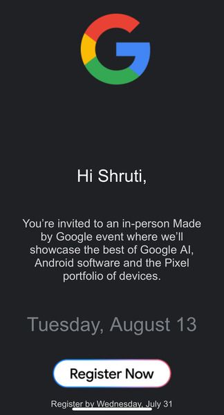 Made by Google event invite